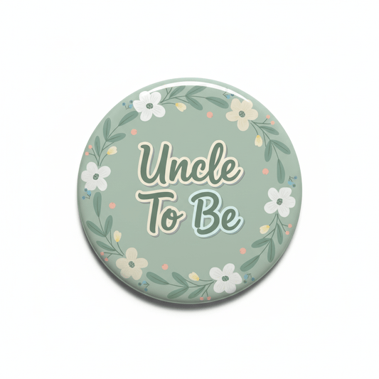 Whimsical Sage Green Baby Shower Uncle To Be Pinback 2.25-inch - My Pinbacks