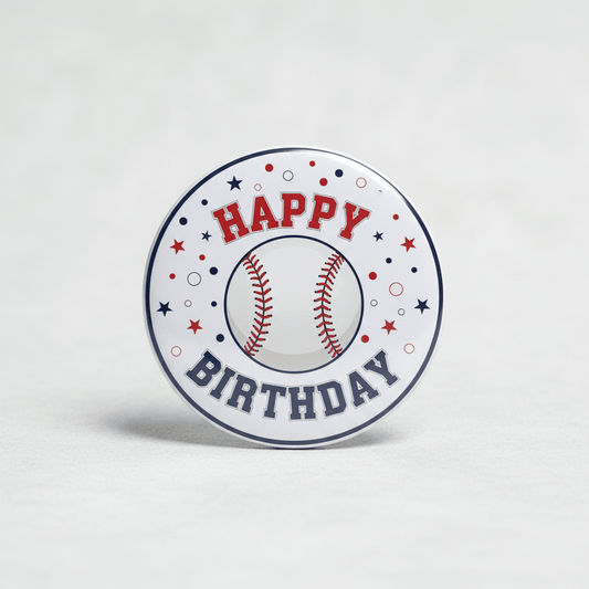 White Baseball Sports Birthday Party Pin Pinback 2.25-inch - My Pinbacks