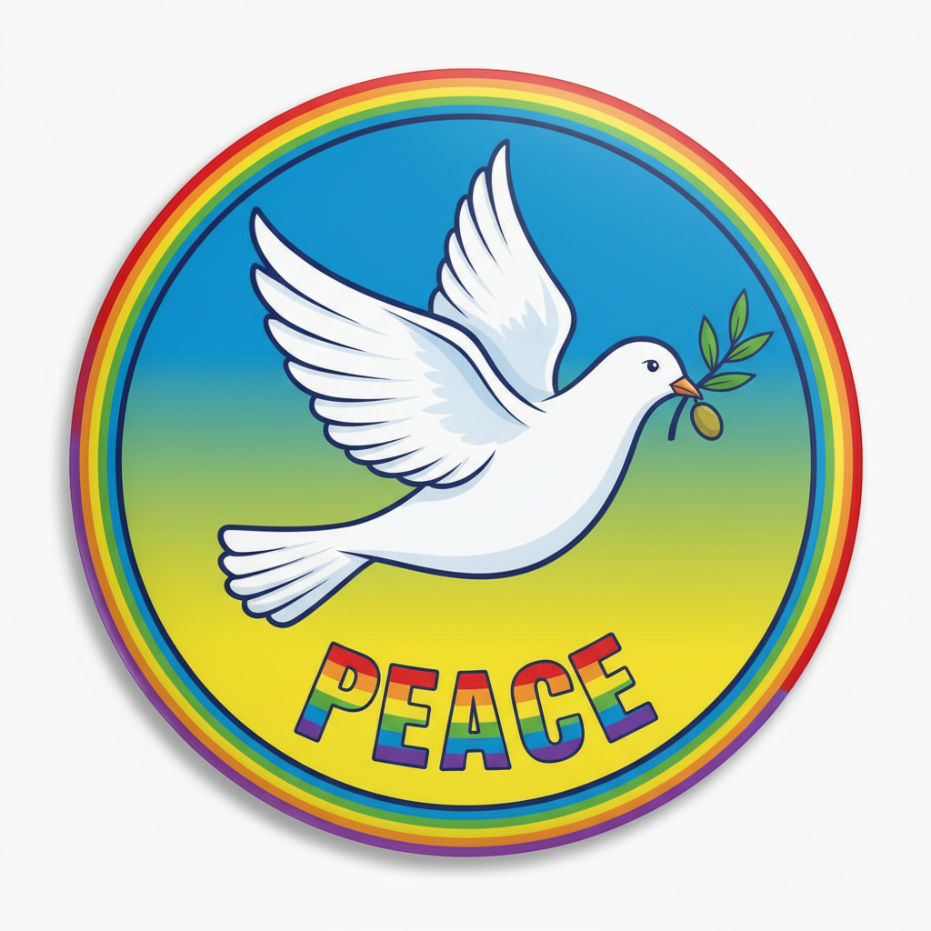 White Peace Dove World Olive Branch Pinback 2.25-inch