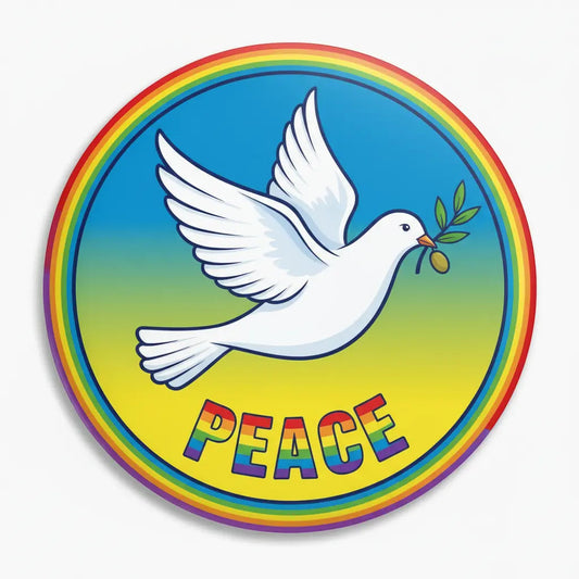 White Peace Dove World Olive Branch Pinback 2.25-inch - My Pinbacks