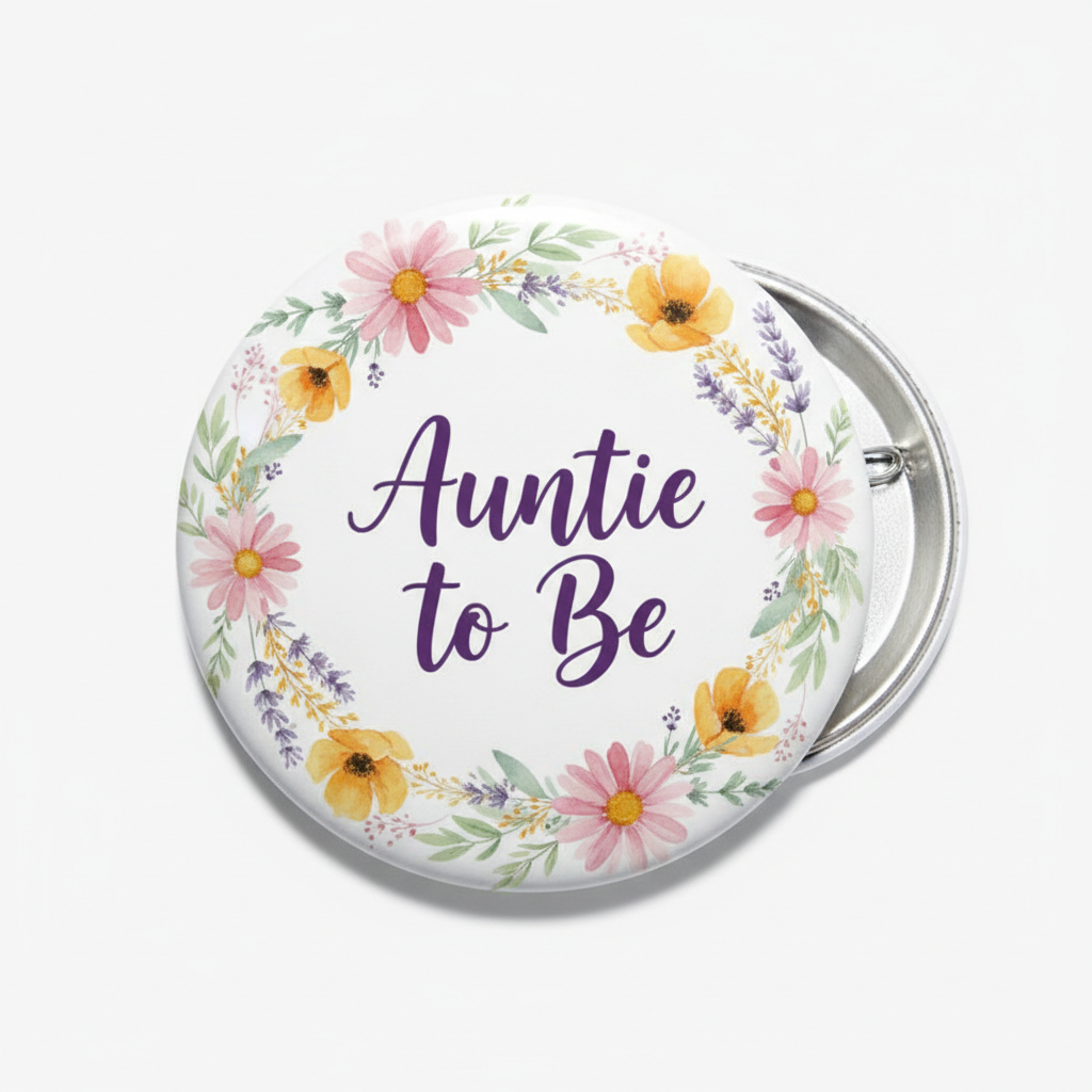 Wildflower auntie to be Pin Button 2.25-inch