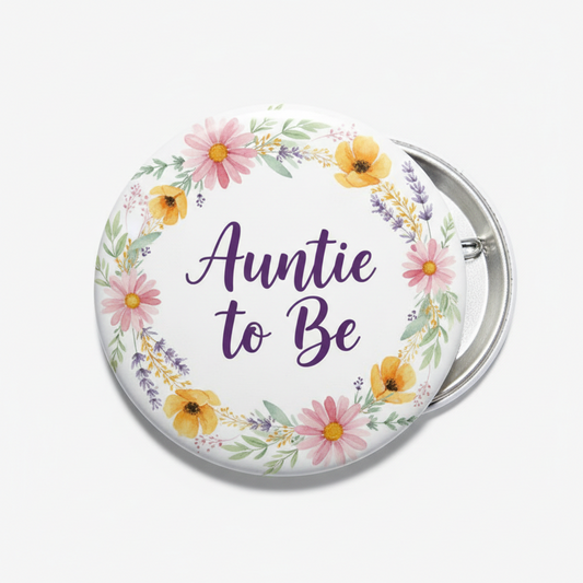 Wildflower auntie to be Pin Button 2.25-inch