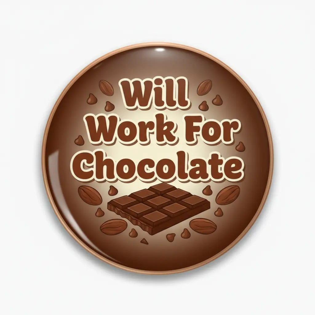 Will Work For Chocolate Pinback 2.25-inch