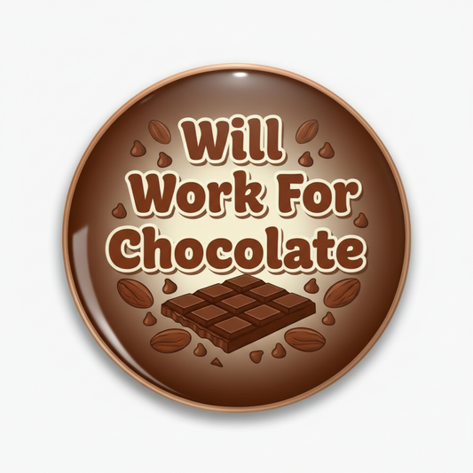 Will Work For Chocolate Pinback 2.25-inch