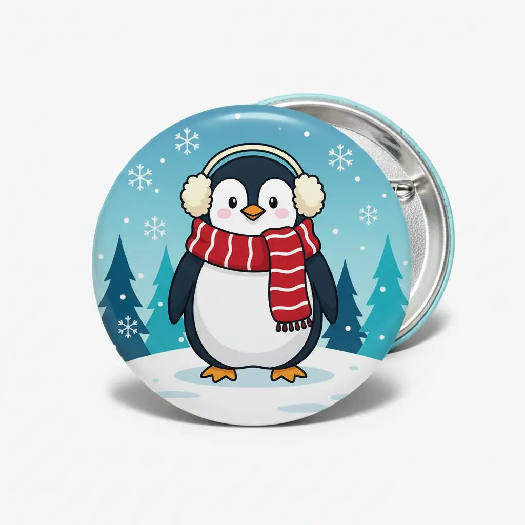 Winter Penguin Pinback 2.25-inch