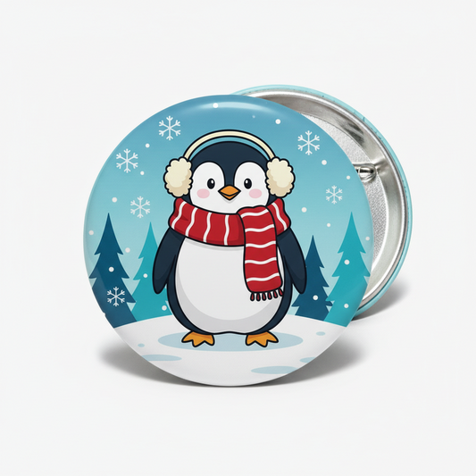 Winter Penguin Pinback 2.25-inch