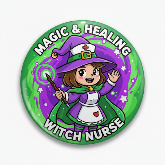 Witch Nurse Magic and Healing Pinback 2.25-inch