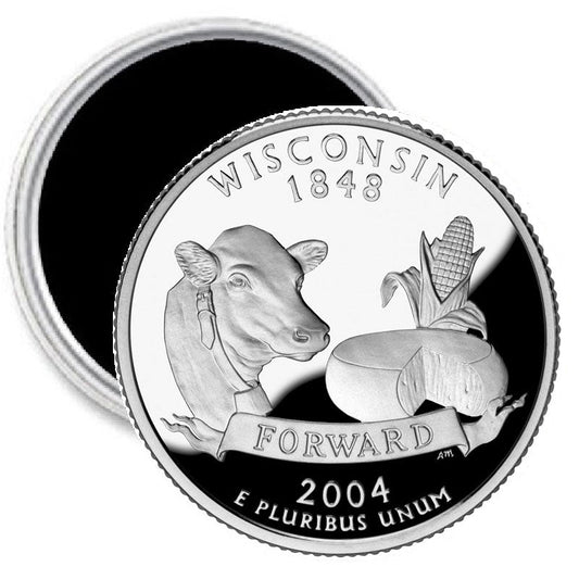 Aimant à image de quart de dollar de l'État du Wisconsin 2,25"