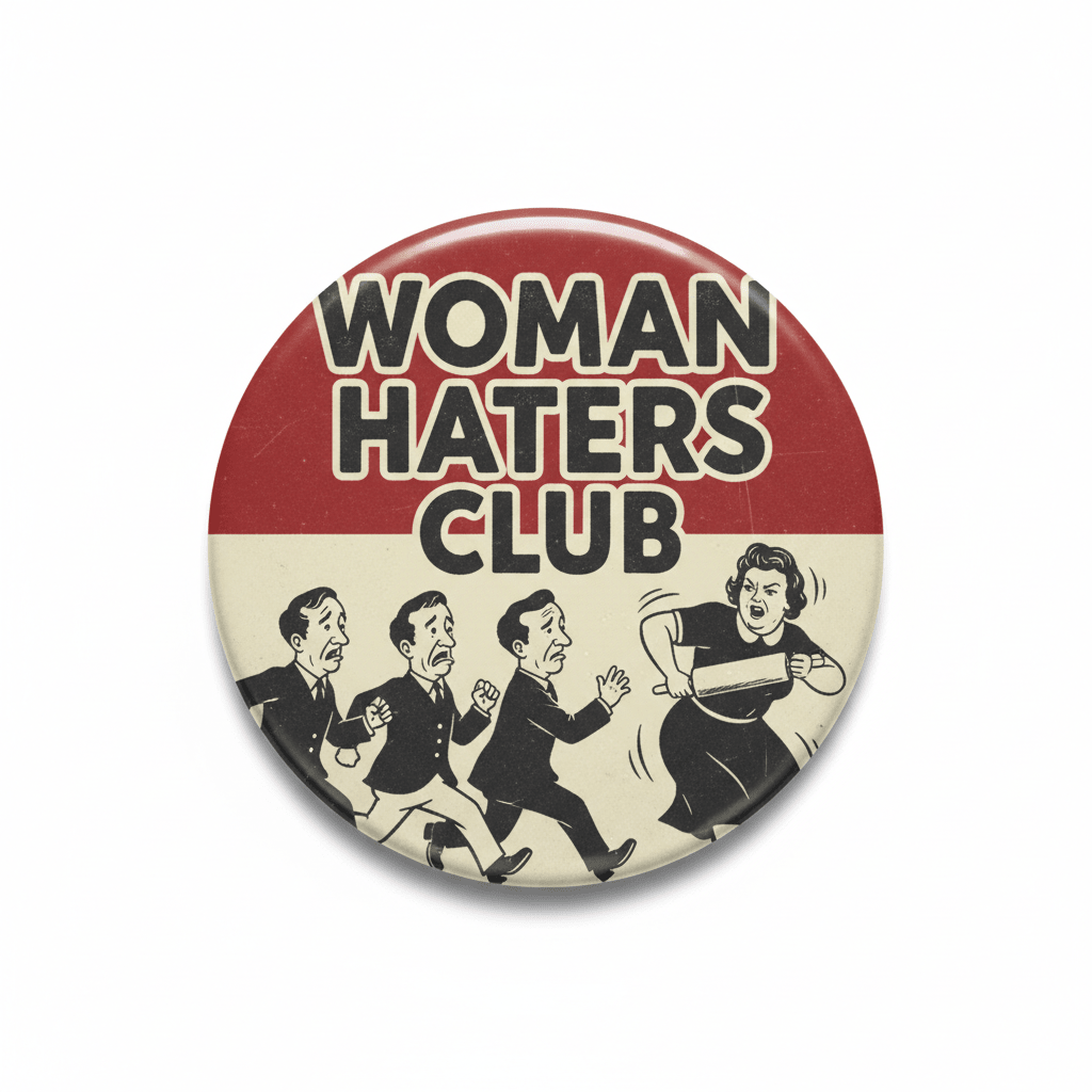 Woman Haters Club Three Stooges Pinback 2.25-inch - My Pinbacks