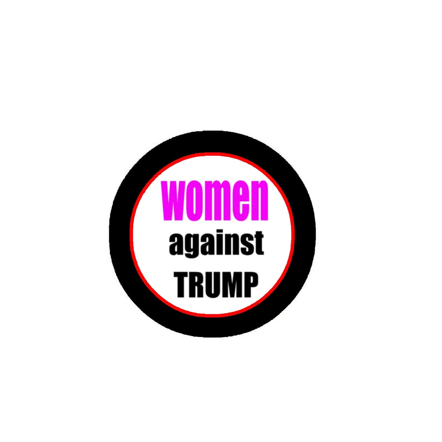 Pinback 2,25" "Femmes contre Trump" blanc