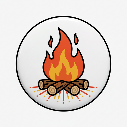Wood Fire Pinback 2.25-inch