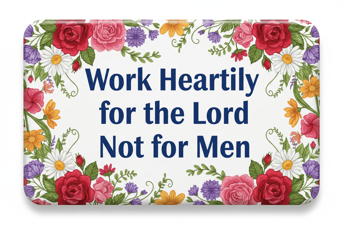Work heartily for the Lord not for men Acrylic Fridge Magnetic 3-inch x 4-inch - My Pinbacks