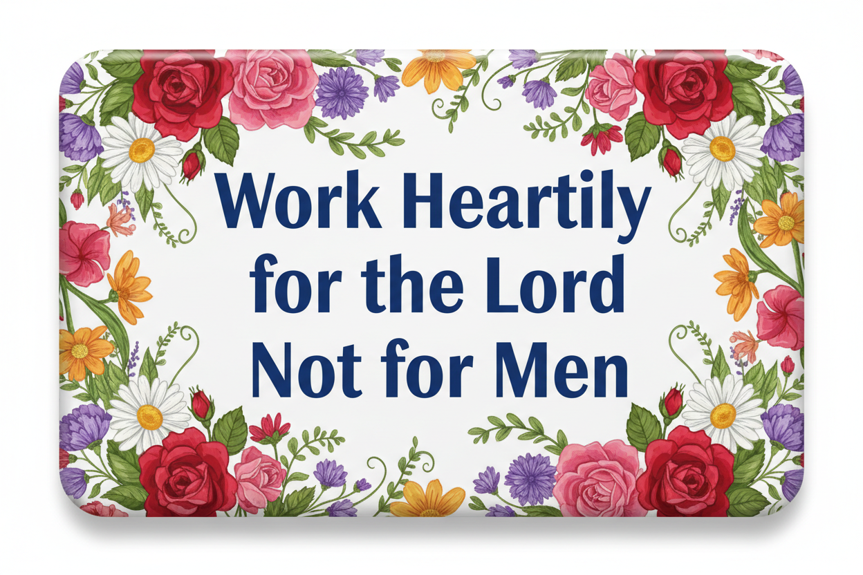 Work heartily for the Lord not for men Acrylic Fridge Magnetic 3-inch x 4-inch