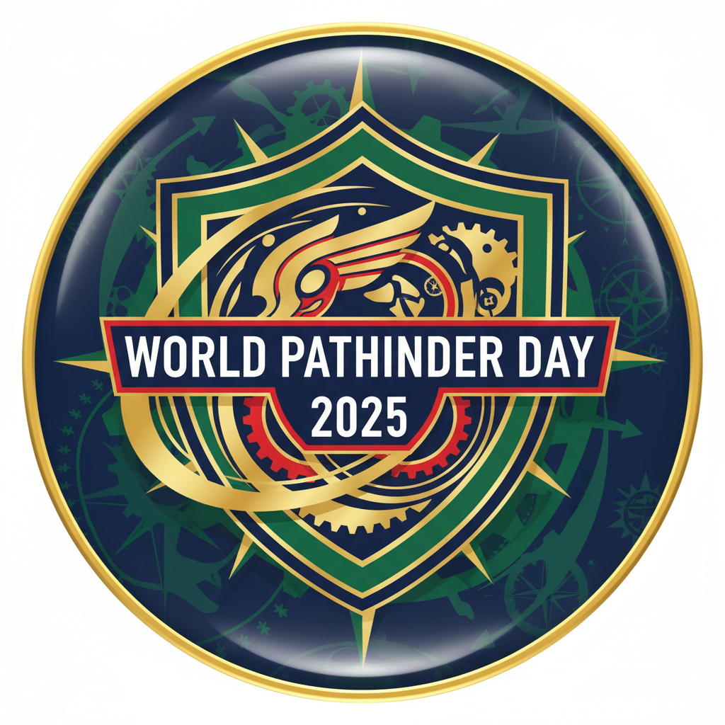 World Pathfinder Day 2025 Messenger Shield Spinner Pinback 2.25-inch
