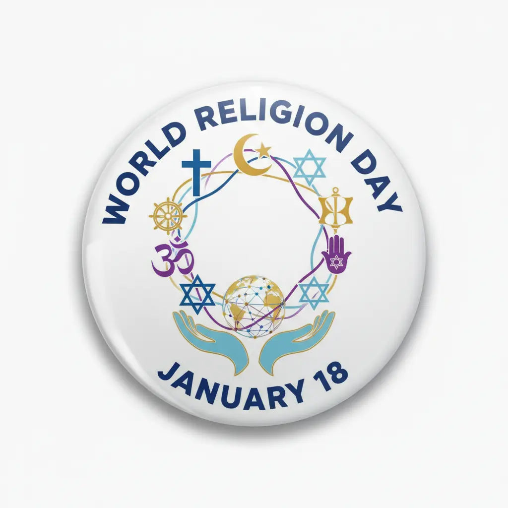 World Religion Day (Jan 18) Pin Button 2.25-inch - mypinbacks.com