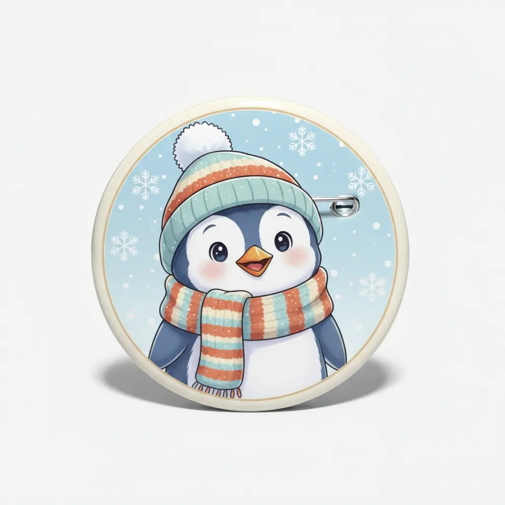 Wrap Up Warm Penguin Pinback 2.25-inch