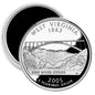 Round West Virginia quarter image magnet with NEW RIVER GORGE and 2005 text