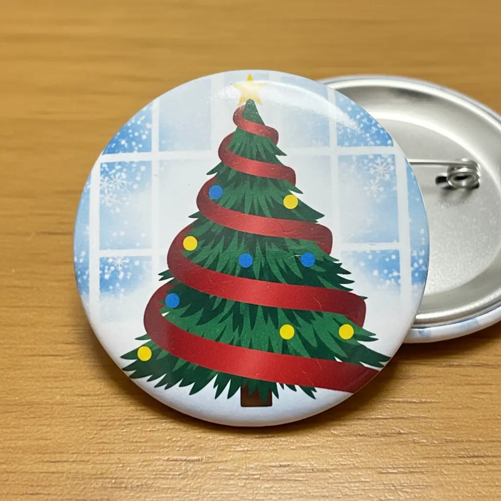 Xmas Tree Red Spiral Pinback 2.25-inch