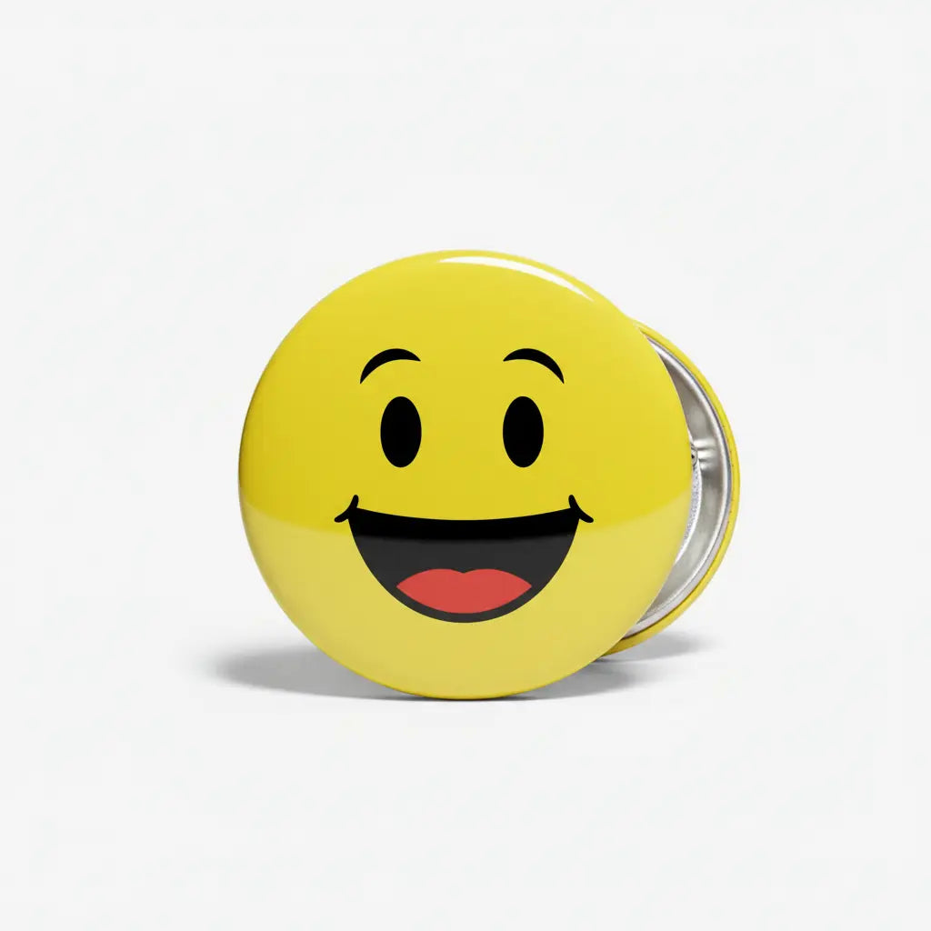 Yellow Happy Smiley Face Pinback 2.25-inch
