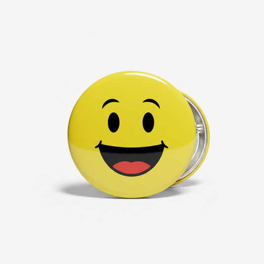 Yellow Happy Smiley Face Pinback 2.25-inch