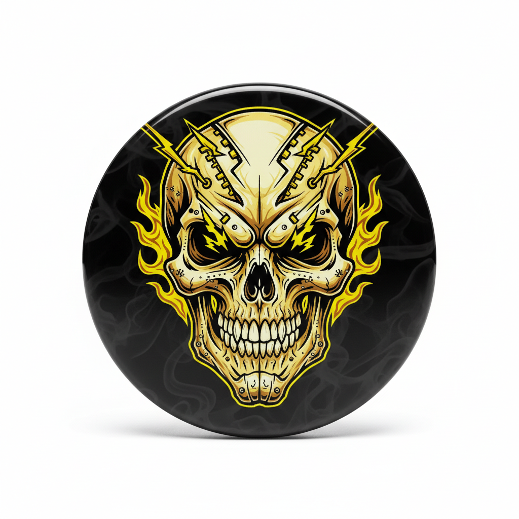 Yellow Rock Skull Pinback 2.25-inch