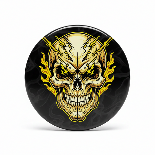 Yellow Rock Skull Pinback 2.25-inch
