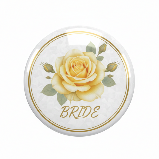 Yellow Rose Bride Pinback 2.25-inch