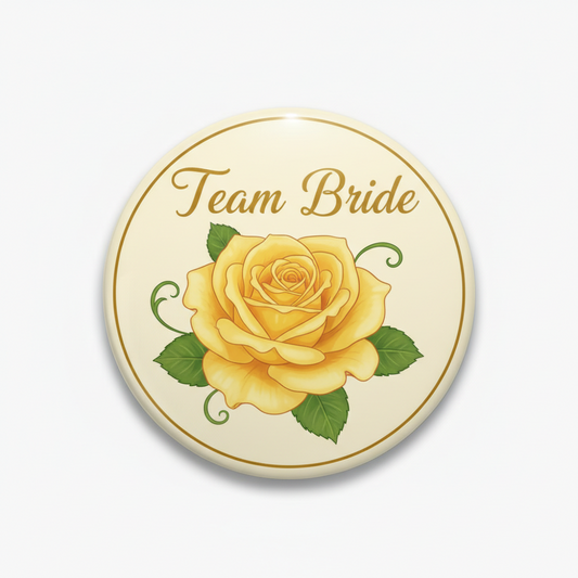 Yellow Rose Team Bride Pinback 2.25-inch