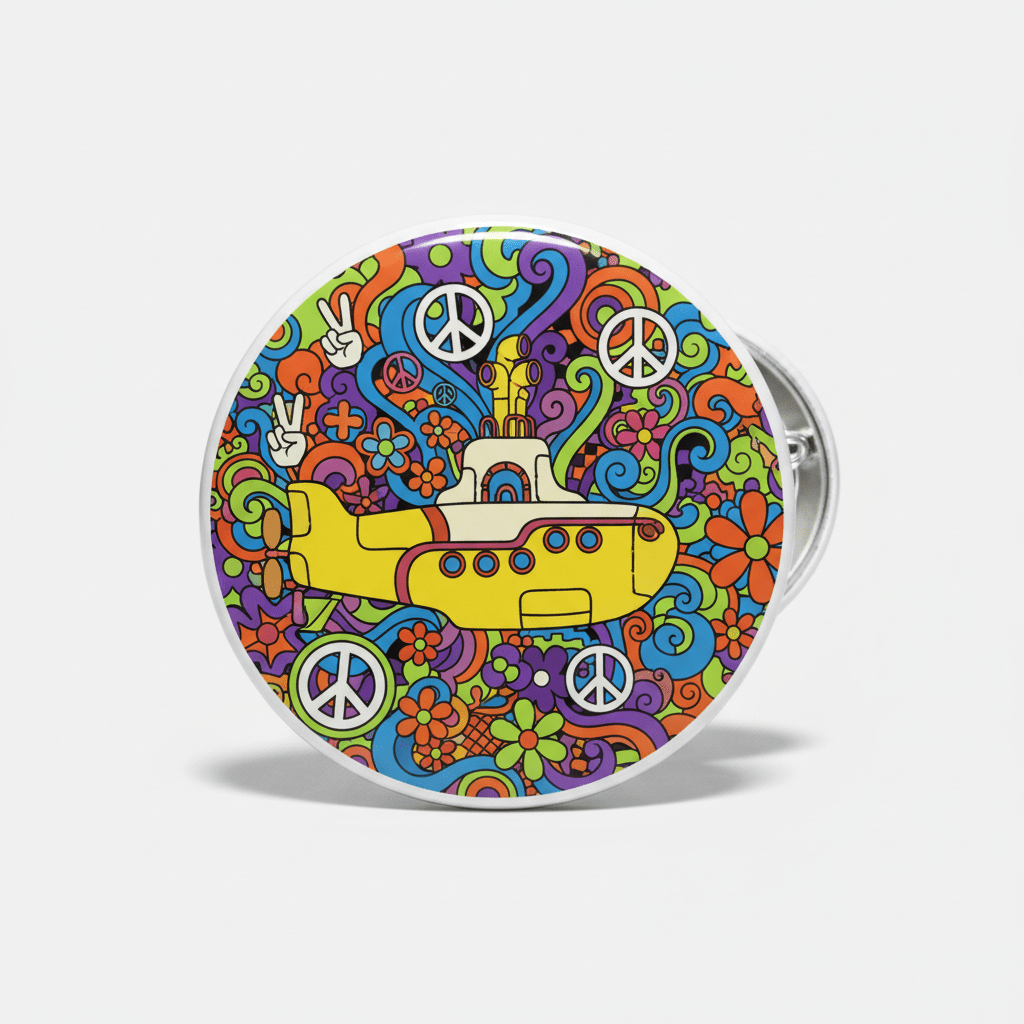 Yellow Submarine Sixties Peace Pin Button 2.25-inch - mypinbacks.com