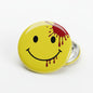 Yellow smiley face pinback button with metal clasp, 2.25-inch