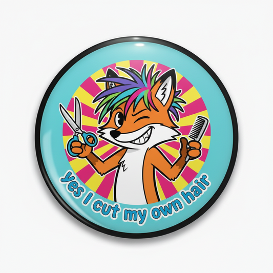 Yes i cut my own hair Pinback 2.25-inch