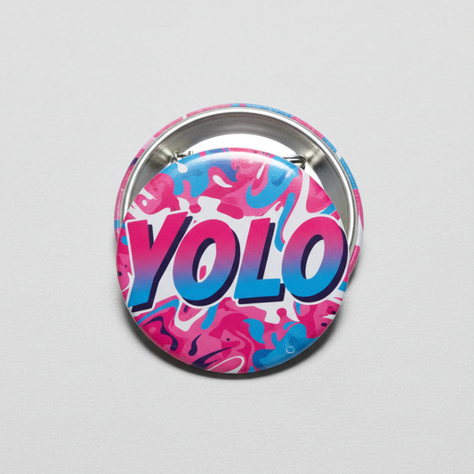 YOLO Pink and Blue Pinback 2.25-inch