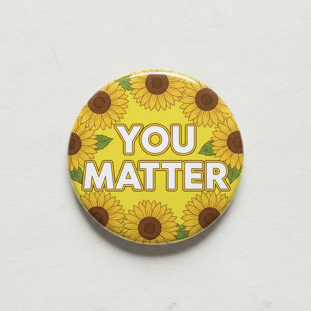 You Matter with Sunflower Pinback 2.25-inch