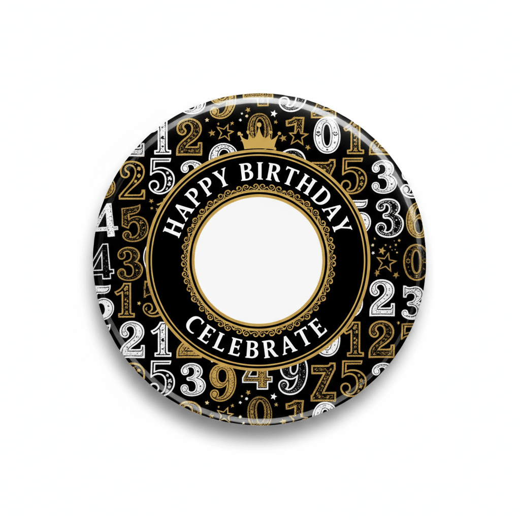 Your Photo Xth Birthday Number Pattern Black Pin Button 2.25-inch - mypinbacks.com