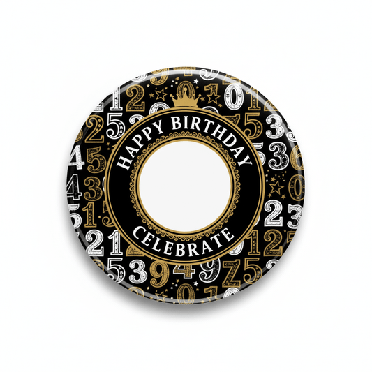 Your Photo Xth Birthday Number Pattern Black Pinback 2.25-inch - My Pinbacks