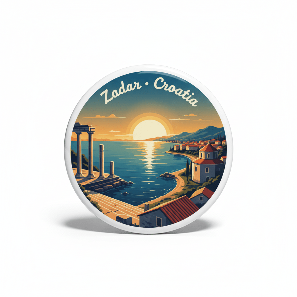 Zadar Croatia Illustration Travel Art Badge Pin Button 2.25-inch - mypinbacks.com