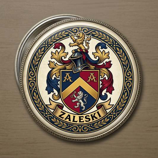 Zaleski Family Crest Coat of Arms Pinback 3-inch