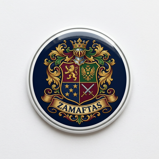 Zamaftas Family Crest Coat of Arms Pinback 3-inch