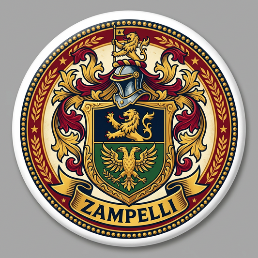 Zampelli Family Crest Coat of Arms Pinback 3-inch