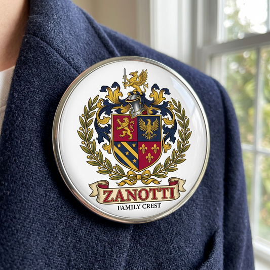 Zanotti Family Crest Coat of Arms Pinback 3-inch