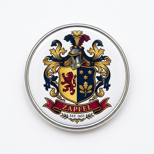Zapfel Family Crest Coat of Arms Pinback 3-inch
