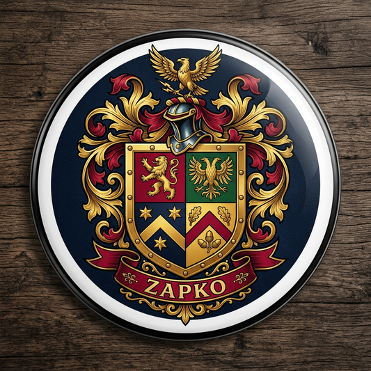 Zapko Family Crest Coat of Arms Pinback 3-inch