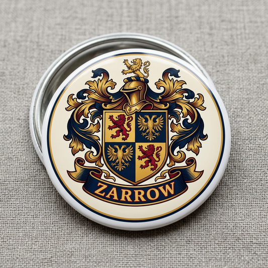Zarrow Family Crest Coat of Arms Pinback 3-inch