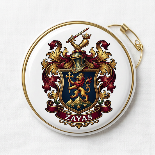 Zayas Family Crest Coat of Arms Pinback 3-inch