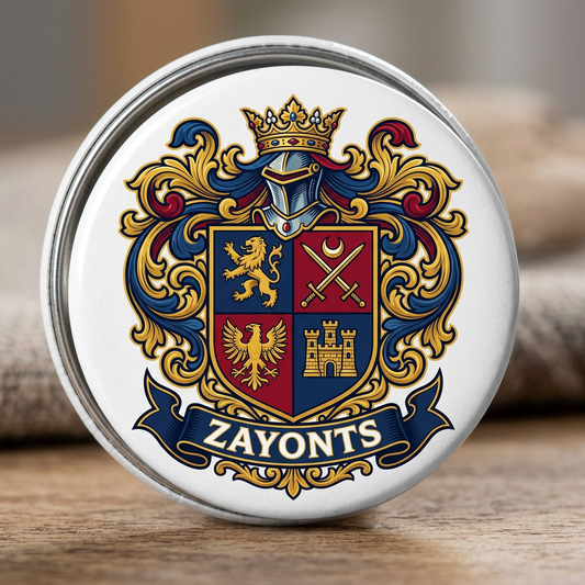 Zayonts Family Crest Coat of Arms Pinback 3-inch