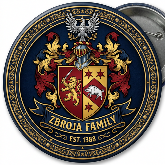 Zbroja Family Crest Coat of Arms Pinback 3-inch