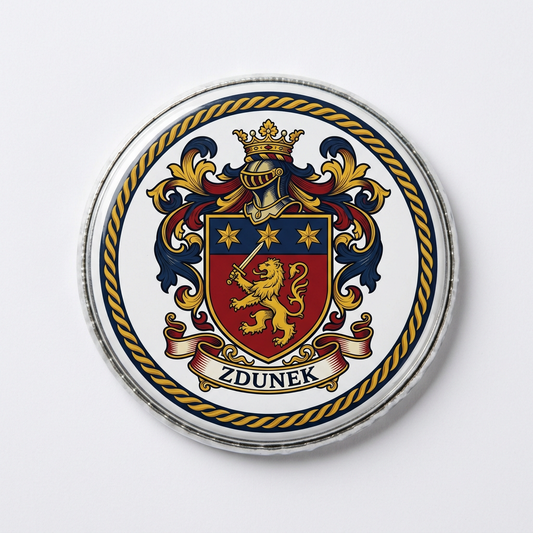 Zdunek Family Crest Coat of Arms Pinback 3-inch