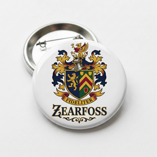Zearfoss Family Crest Coat of Arms Pinback 3-inch