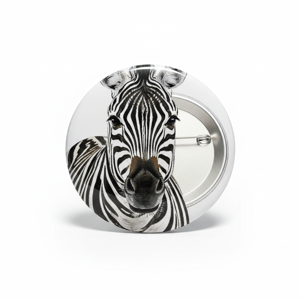 Zebra Face Pinback 2.25-inch