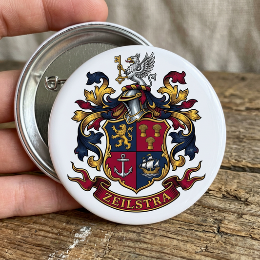 Zeilstra Family Crest Coat of Arms Pinback 3-inch